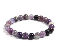 TIANXIAOQWE Cuentas de fluorita púrpura natural 6 mm 8 mm 10 mm bola redonda pulsera de playa mujer hecha a mano, 24cm 9.5inch, Madera de piedra, Cristal