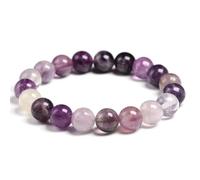 TIANXIAOQWE Cuentas de fluorita púrpura natural 6 mm 8 mm 10 mm bola redonda pulsera de playa mujer hecha a mano, 24cm 9.5inch, Madera de piedra, Cristal