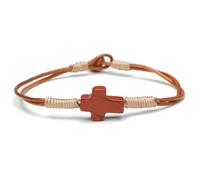 TIANXIAOQWE Cuerda de cuero tejida con cruz europea y americana para parejas, pulseras de hombre y mujer, Piedra Madera, Crystal