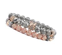 TIANXIAOQWE Juego de pulseras de cuentas de 19 cm para hombres y mujeres, color negro mate, ónix natural, Piedra, Cuarzo