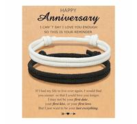 TIANXIAOQWE Juego de pulseras de cuerda blanca y negra para el día de San Valentín para parejas de, Piedra Madera, Crystal