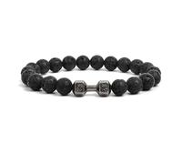TIANXIAOQWE Mancuernas para hombre, pulsera de cuentas de piedra volcánica negra natural, pulseras de pesas hechas a mano, 19cm, Piedra Vidrio Piedra esmaltado cristal, Circonita cúbica Ágata