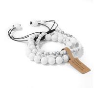 TIANXIAOQWE Pulsera ajustable de tres piezas con cuentas de piedra de 4 mm/6 mm/8 mm, 19cm, Piedra Madera, Crystal