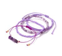 TIANXIAOQWE Pulsera combinada de cuerda multicapa tejida con cuentas de grava, Piedra Madera, Crystal