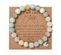 TIANXIAOQWE Pulsera con colgante en forma de corazón para mujer con cuerda elástica, 19cm, Piedra Madera, Crystal