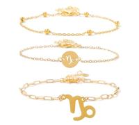 TIANXIAOQWE Pulsera de cadena de cumpleaños de tres piezas simple y fresca para parejas, chain, Piedra Madera, Crystal