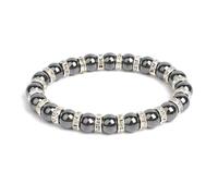 TIANXIAOQWE Pulsera de cuentas de hematita de 19 cm, para hombres y mujeres, pulsera de piedra natural, Piedra, Cuarzo