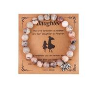 TIANXIAOQWE Pulsera de cuentas de piedra de cebra en polvo natural de 8 mm para hombres y mujeres, pulsera con colgante de elefante, Piedra Madera, Crystal