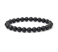 TIANXIAOQWE Pulsera de cuentas de piedra de obsidiana negra con cuentas de ágata mate y obsidiana, 23cm-9.1inch, Piedra Vidrio Piedra esmaltado cristal, Circonita cúbica Ágata Obsidiana