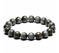TIANXIAOQWE Pulsera de cuentas grises de piedra natural unisex para hombre y mujer, 21cm 8.3inch, Piedra Madera, Crystal