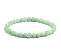 TIANXIAOQWE Pulsera de cuentas redondas de color verde birmano 100 % natural para mujer, hecha a mano, 17cm 6.7inch, Piedra Madera, Crystal