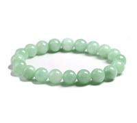 TIANXIAOQWE Pulsera de cuentas redondas de color verde birmano 100 % natural para mujer, hecha a mano, 24cm 9.5inch, Piedra Madera, Crystal