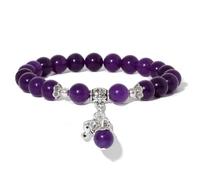 TIANXIAOQWE Pulsera de cuerda elástica con colgante de elefante versátil con cuentas de piedra, Piedra Madera, Crystal