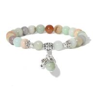 TIANXIAOQWE Pulsera de cuerda elástica con colgante de elefante versátil con cuentas de piedra, Piedra Madera, Crystal