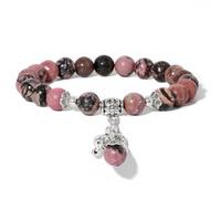 TIANXIAOQWE Pulsera de cuerda elástica con colgante de elefante versátil con cuentas de piedra, Piedra Madera, Crystal