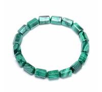 TIANXIAOQWE Pulsera de malaquita verde natural, columna hexagonal, para yoga, cuentas malas, pulseras elásticas para mujeres y hombres, 8 x 11 mm, 21cm, Piedra Madera, Crystal