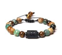 TIANXIAOQWE Pulsera de pareja de piedras negras para mujeres y hombres, pulsera trenzada de cuentas de piedra natural, NO BOX, Piedra Vidrio Piedra esmaltado cristal, Circonita cúbica Ágata Obsidiana