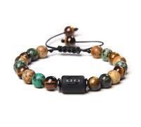 TIANXIAOQWE Pulsera de pareja de piedras negras para mujeres y hombres, pulsera trenzada de cuentas de piedra natural, NO BOX, Piedra Vidrio Piedra esmaltado cristal, Circonita cúbica Ágata Obsidiana