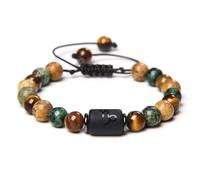 TIANXIAOQWE Pulsera de pareja de piedras negras para mujeres y hombres, pulsera trenzada de cuentas de piedra natural, NO BOX, Piedra Vidrio Piedra esmaltado cristal, Circonita cúbica Ágata Obsidiana