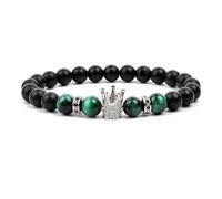 TIANXIAOQWE Pulsera de piedra de ónix negro mate de 19 cm, hecha a mano, elástica, para hombre y mujer, 8 mm, Piedra, Cuarzo