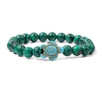 TIANXIAOQWE Pulsera de piedra natural, diseño de tortugas costeras de playa, 19cm, Piedra Madera, Crystal