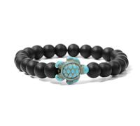 TIANXIAOQWE Pulsera de piedra natural, diseño de tortugas costeras de playa, 19cm, Piedra Madera, Crystal
