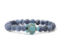TIANXIAOQWE Pulsera de piedra natural, diseño de tortugas costeras de playa, 19cm, Piedra Madera, Crystal