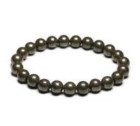 TIANXIAOQWE Pulsera elástica con cuentas redondas de pirita natural de 6, 8, 10 mm, para hombre y mujer, 18cm 7.0inch, Piedra Madera, Crystal