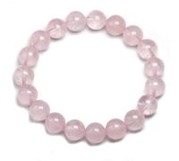 TIANXIAOQWE Pulsera elástica de cuarzo rosa natural, hecha a mano para mujeres, 24cm 9.5inch, Piedra Madera, Crystal