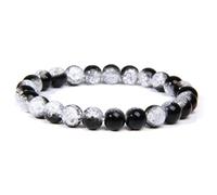 TIANXIAOQWE Pulsera elástica de cuentas de piedra natural de 8 mm para hombre, color turquesa blanca, 19cm, Piedra Madera, Crystal