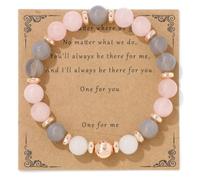 TIANXIAOQWE Pulsera elástica de cuentas de piedra para hombre y mujer con espaciador de piedra volcánica, 19cm, Piedra Madera, Crystal
