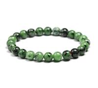 TIANXIAOQWE Pulsera elástica de cuentas redondas de piedra verde natural de 6, 8 y 10 mm, para mujeres y hombres, 20cm 7.9inch, Piedra Madera, Crystal