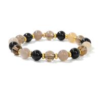 TIANXIAOQWE Pulsera mixta para parejas, piedra volcánica galvanizada, para hombre y mujer, granate brillante mezclado, 19cm, Piedra Madera, Crystal