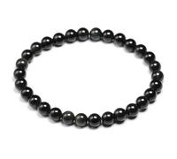TIANXIAOQWE Pulsera redonda de obsidiana natural con cuentas de piedra para hombres y mujeres, diseño de San Valentín, 17cm 6.7inch, Piedra Madera, Crystal