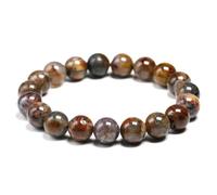 TIANXIAOQWE Pulsera redonda de piedra natural de 6 mm, 8 mm, 10 mm, unisex para mujeres y hombres, pulsera de ágata para parejas, 23cm 9inch, Piedra Madera, Crystal