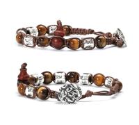 TIANXIAOQWE Pulsera trenzada de budismo tibetano ajustable para hombre y mujer, Piedra Vidrio Piedra esmaltado cristal, Circonita cúbica Ágata Obsidiana