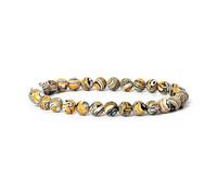 TIANXIAOQWE Pulseras amarillas de piedra natural de 6 mm para mujer, pulseras de ágatas, hombres, pulseras de cuentas para yoga, 19cm-7.5inch, Piedra Vidrio Piedra esmaltado cristal, Circonita cúbica