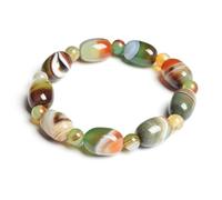 TIANXIAOQWE Pulseras de ágata verde con cuentas de piedra natural para mujer, pulseras de cornalina para mujer, 17cm 6.7inch, Piedra Vidrio Piedra esmaltado cristal, Circonita cúbica Ágata Obsidiana