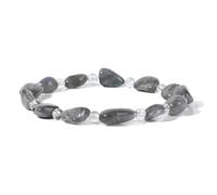 TIANXIAOQWE Pulseras de apatita azul para mujeres y hombres, pulsera de cuarzo de piedra natural con cuentas blancas, 19cm, Piedra Vidrio Piedra esmaltado cristal, Circonita cúbica Ágata Obsidiana