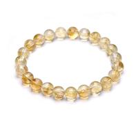 TIANXIAOQWE Pulseras de cuentas de cuarzo de piedra amarilla natural para mujeres y hombres, 22cm, Piedra Vidrio Piedra esmaltado cristal, Circonita cúbica Ágata Obsidiana