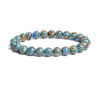 TIANXIAOQWE Pulseras de cuentas de piedra natural de 19 cm, color azul, de malaquita de 8 mm, cuentas redondas, para mujeres y hombres, Piedra, Cuarzo