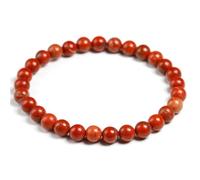 TIANXIAOQWE Pulseras de cuentas redondas de jaspe rojo natural para mujeres y hombres, 19cm, Piedra Madera, Crystal