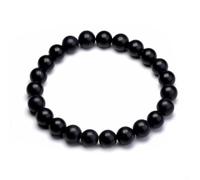 TIANXIAOQWE Pulseras elásticas de cuentas negras para hombres y mujeres, 24cm 9.5inch, Piedra Madera, Crystal
