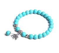 TIANXIAOQWE Pulseras para mujer con cuentas de cuarzo rosa natural para hombre, pulsera con colgante de elefante para mujer, 21cm, Piedra Vidrio Piedra esmaltado cristal, Circonita cúbica Ágata