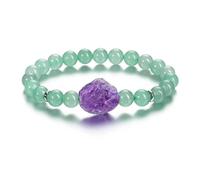 TIANXIAOQWE Una pulsera de cuarzo de piedra natural de 19 cm y 8 mm para mujer con cuentas, Piedra Madera, Crystal