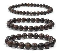 TIANXIAOQWE Una pulsera de piedra de broncita de 19 cm para hombres y mujeres, pulsera de yoga de piedra natural, Piedra Madera, Crystal