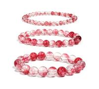 TIANXIAOQWE Una pulsera roja de 19 cm para mujer, de cuarzo natural, elástica, accesorio para parejas, Piedra Madera, Crystal
