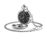 TIANXUAN Reloj de bolsillo para hombre, reloj de cuarzo con esfera negra y cadena, elegante y moderno reloj de bolsillo para hombre, relojes de bolsillo vintage de acero con números romanos, regalo