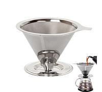 Tianyis Gotero de Café Reutilizable Acero Inoxidable, Filtro de Café Permanente, Cono Café Goteo Sin Papel Malla de Metal, Coffee Dripper Filter, Filtro de Cono de Malla para 1-4 Tazas