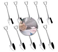 Tianyis - Juego de 10 cucharas de postre de acero inoxidable, pala creativa con forma de pala, cuchara de sandía, cuchara roja, té con leche, café, cuchara de azúcar, helado